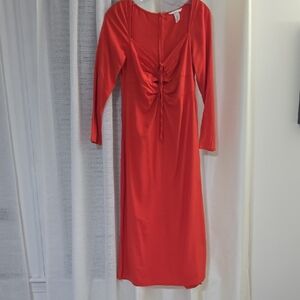 Elegant Red Long-Sleeve Dress